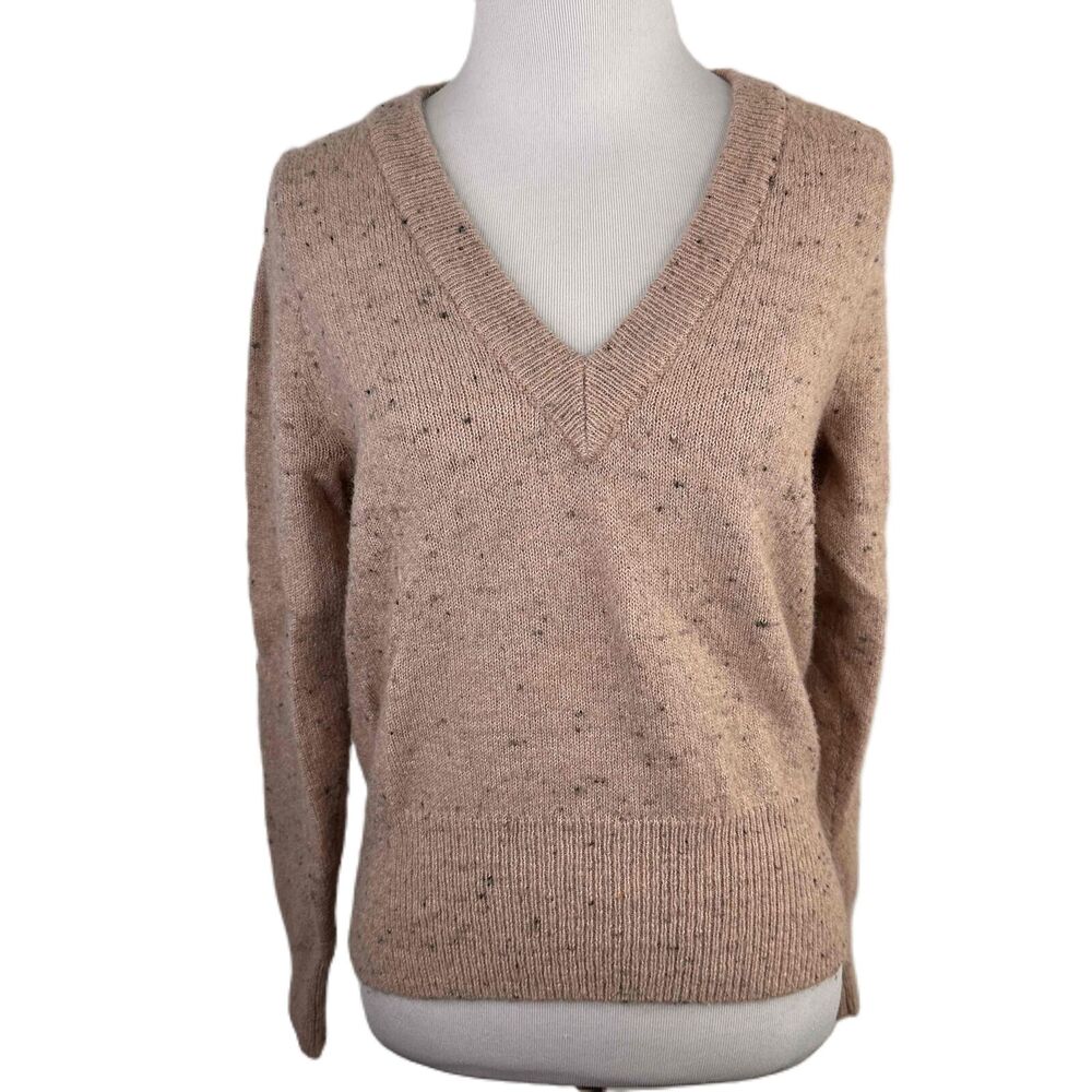 Madewell Pink Tan Knitted Speckled Pattern Pullover Sweater Size Small